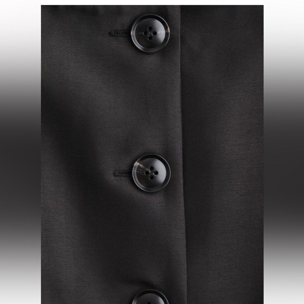 H&M NWT black satin open neck button front cardigan blazer jacket top - Picture 6 of 8